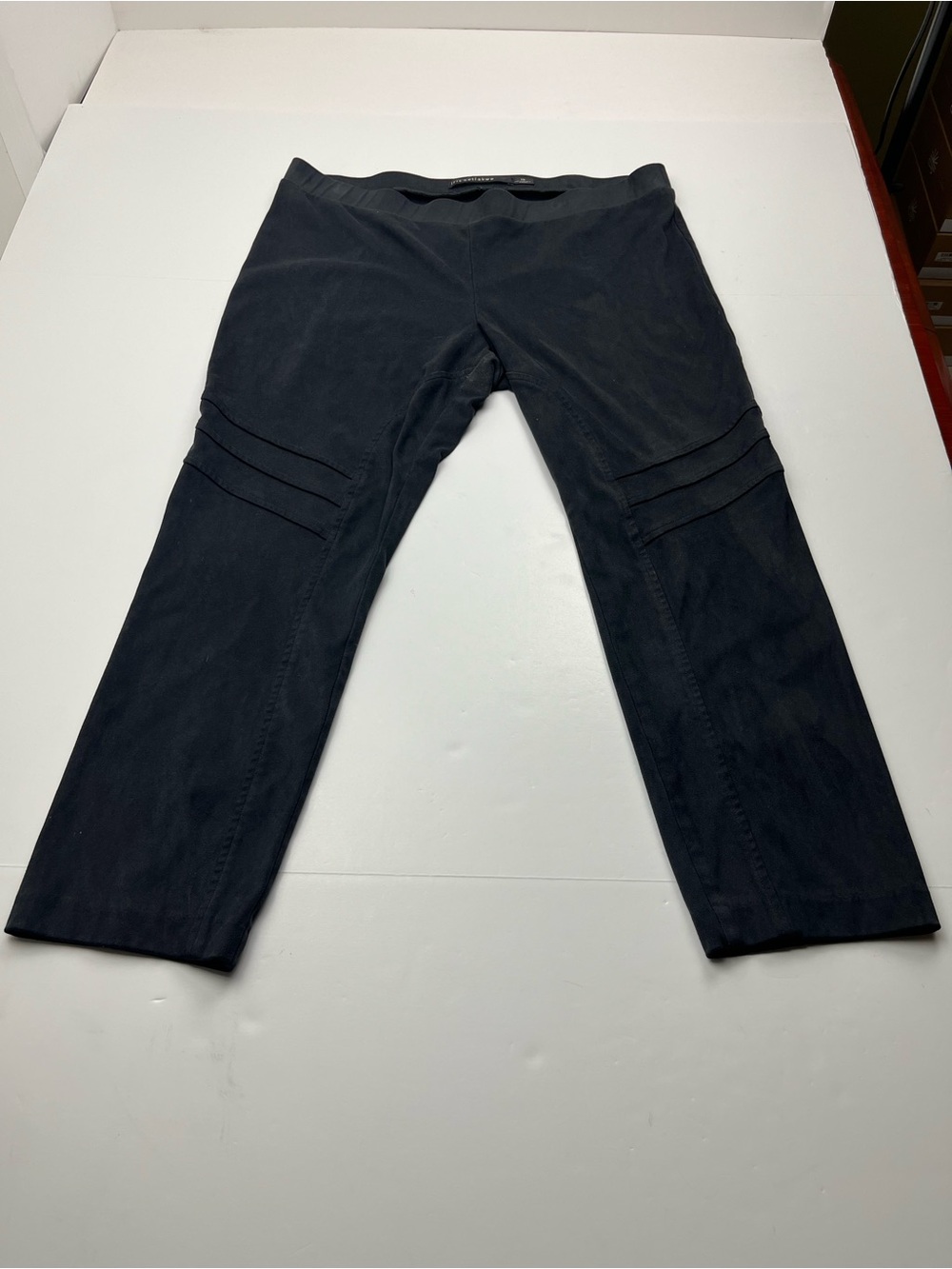 Iris Setlakwe Moto Style Stretch Pant Faux Suede Womens Size 14 Black Pull-on